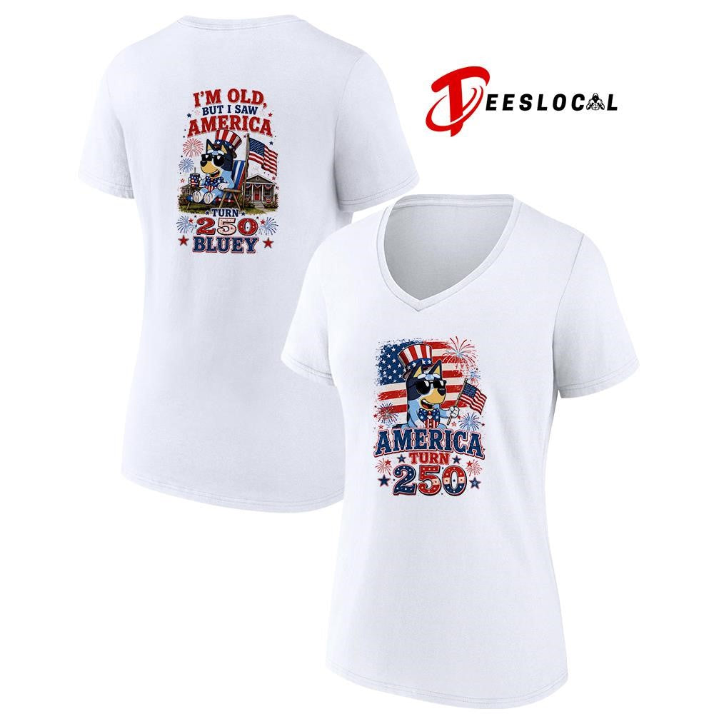 Blue Dog America turn 250 I’m old but I saw America turn 250 the Grinch graphic shirt