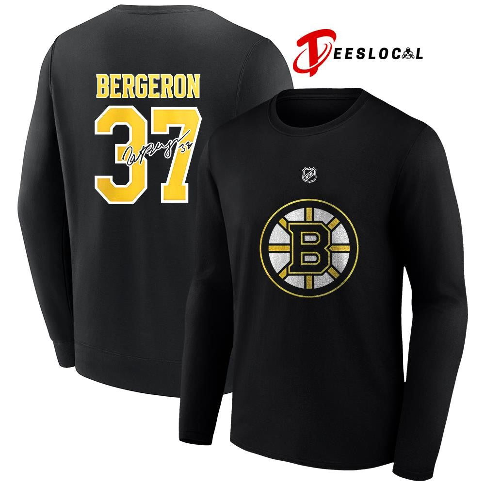 Boston Bruins x Patrice Bergeron name and number signature shirt
