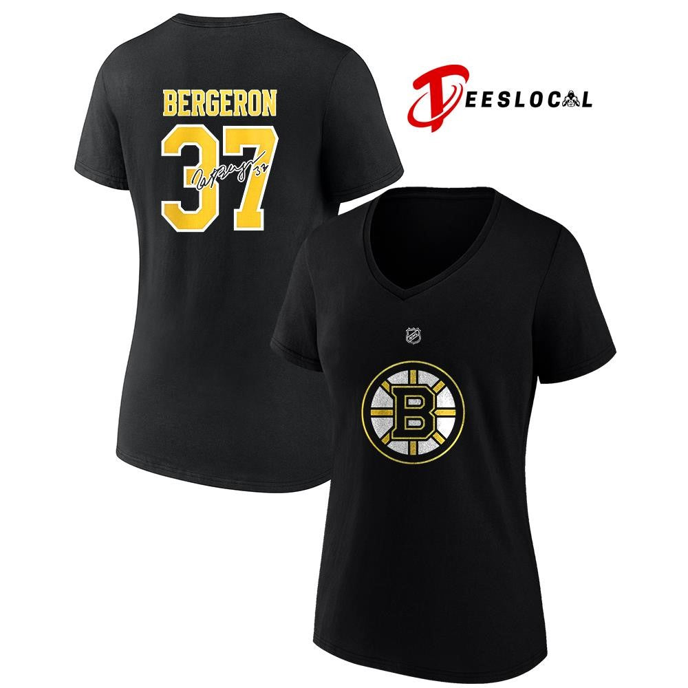 Boston Bruins x Patrice Bergeron name and number signature shirt