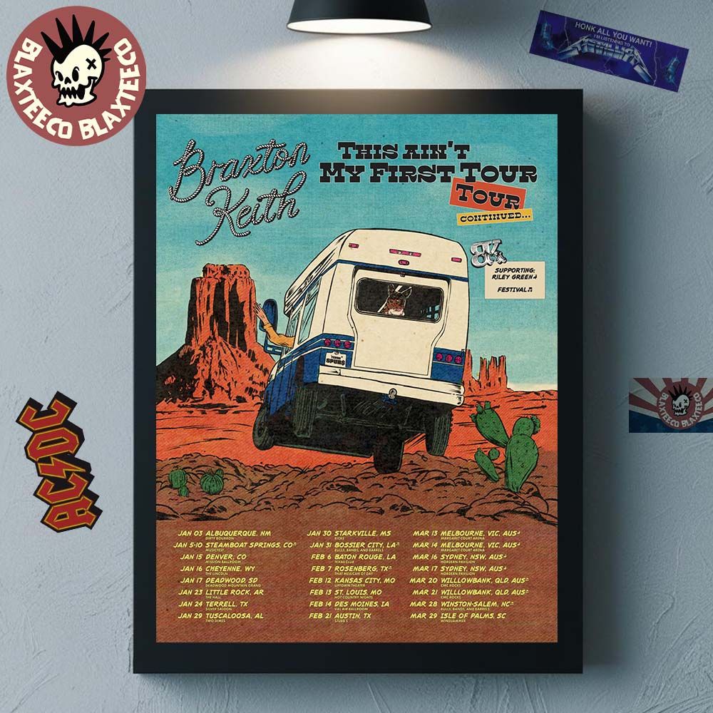 Braxton Keith This Ain’t My First Tour 2026 North America City Dates Home Decor Poster Canvas