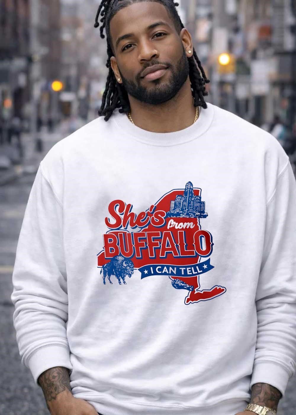 Buffalo City Skyline State Outline She Is From Buffalo I Can Tell Shirt