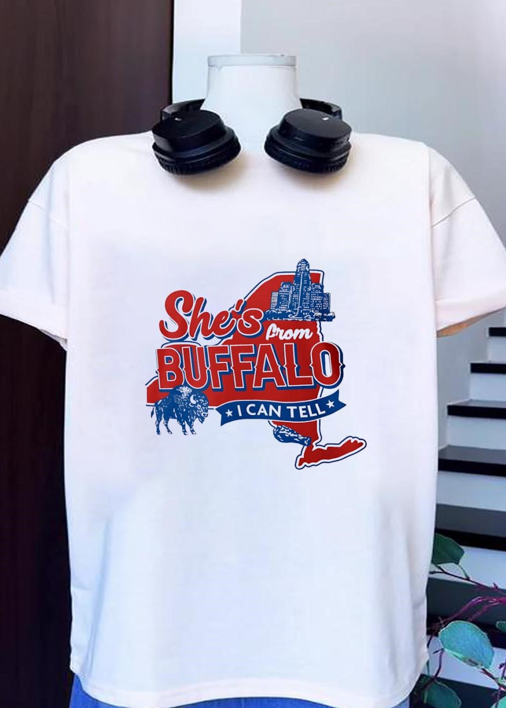 Buffalo City Skyline State Outline She Is From Buffalo I Can Tell Shirt