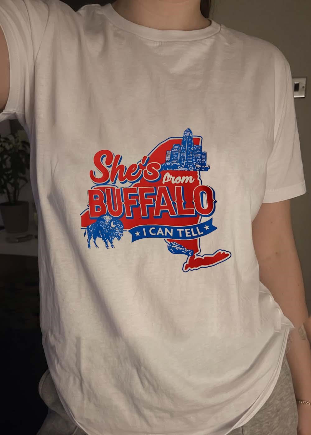 Buffalo City Skyline State Outline She Is From Buffalo I Can Tell Shirt