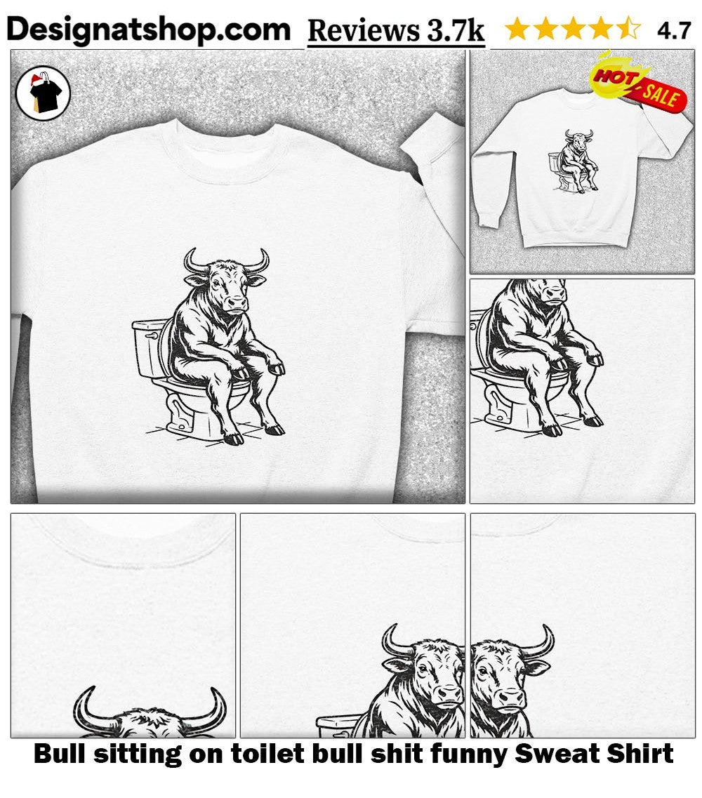 Bull sitting on toilet bull shit funny shirt