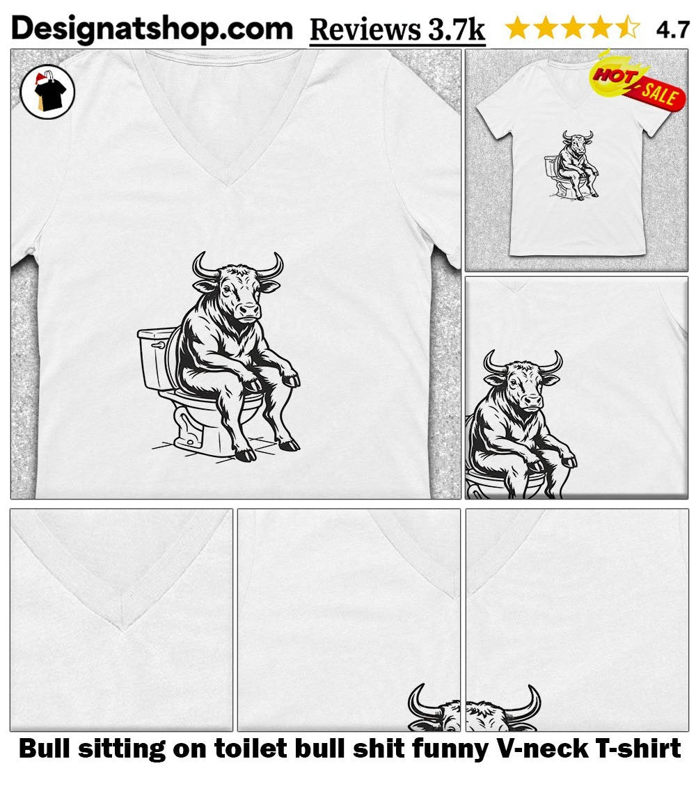 Bull sitting on toilet bull shit funny shirt