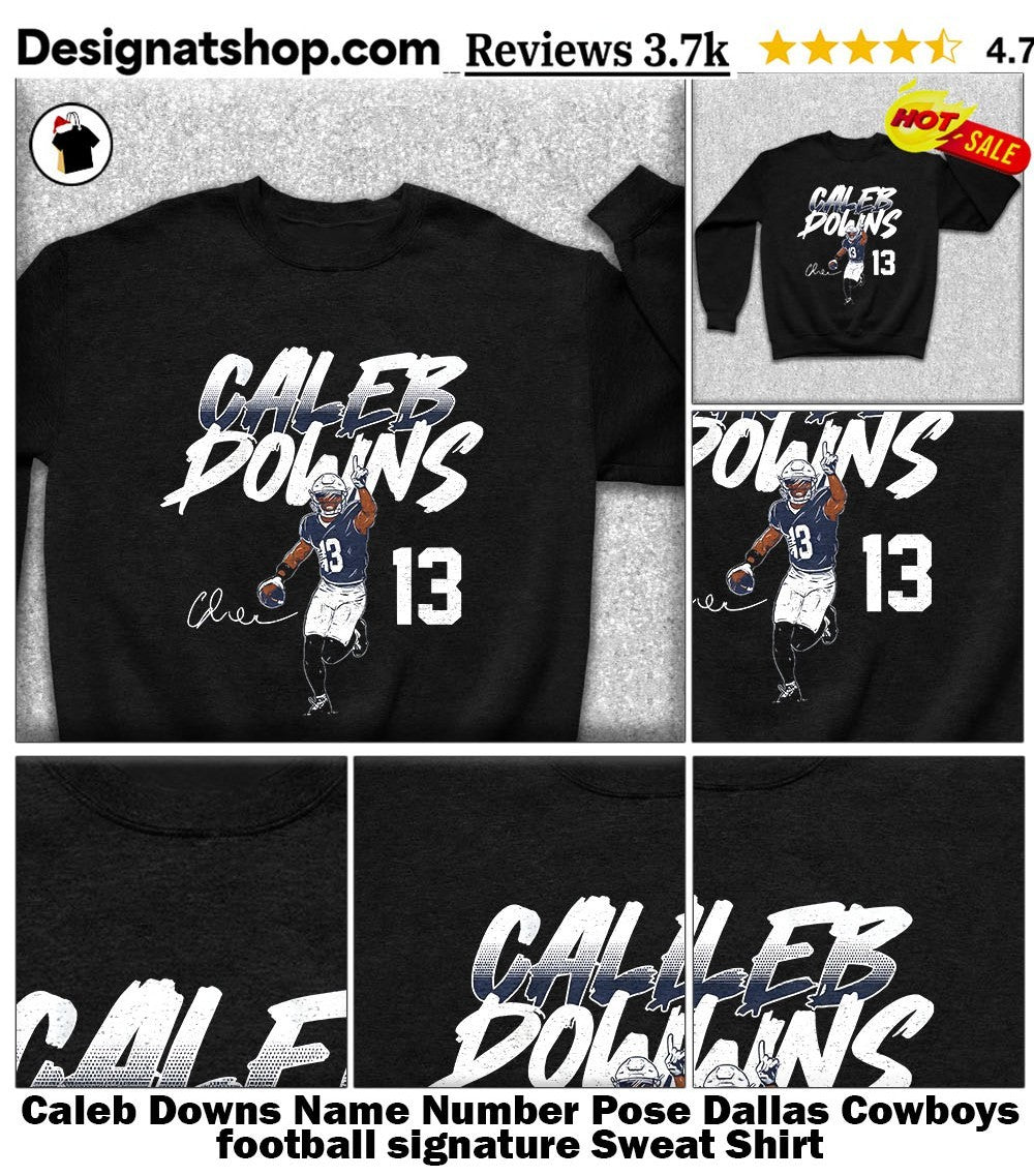 Caleb Downs Name Number Pose Dallas Cowboys football signature shirt