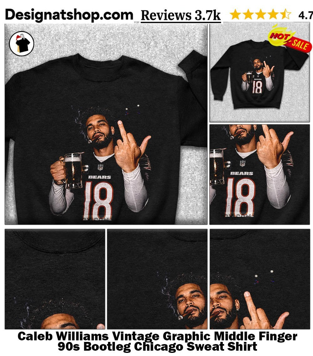 Caleb Williams Vintage Graphic Middle Finger 90s Bootleg Chicago shirt