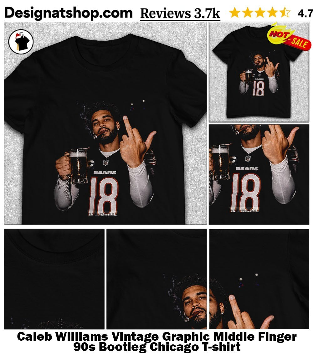 Caleb Williams Vintage Graphic Middle Finger 90s Bootleg Chicago shirt