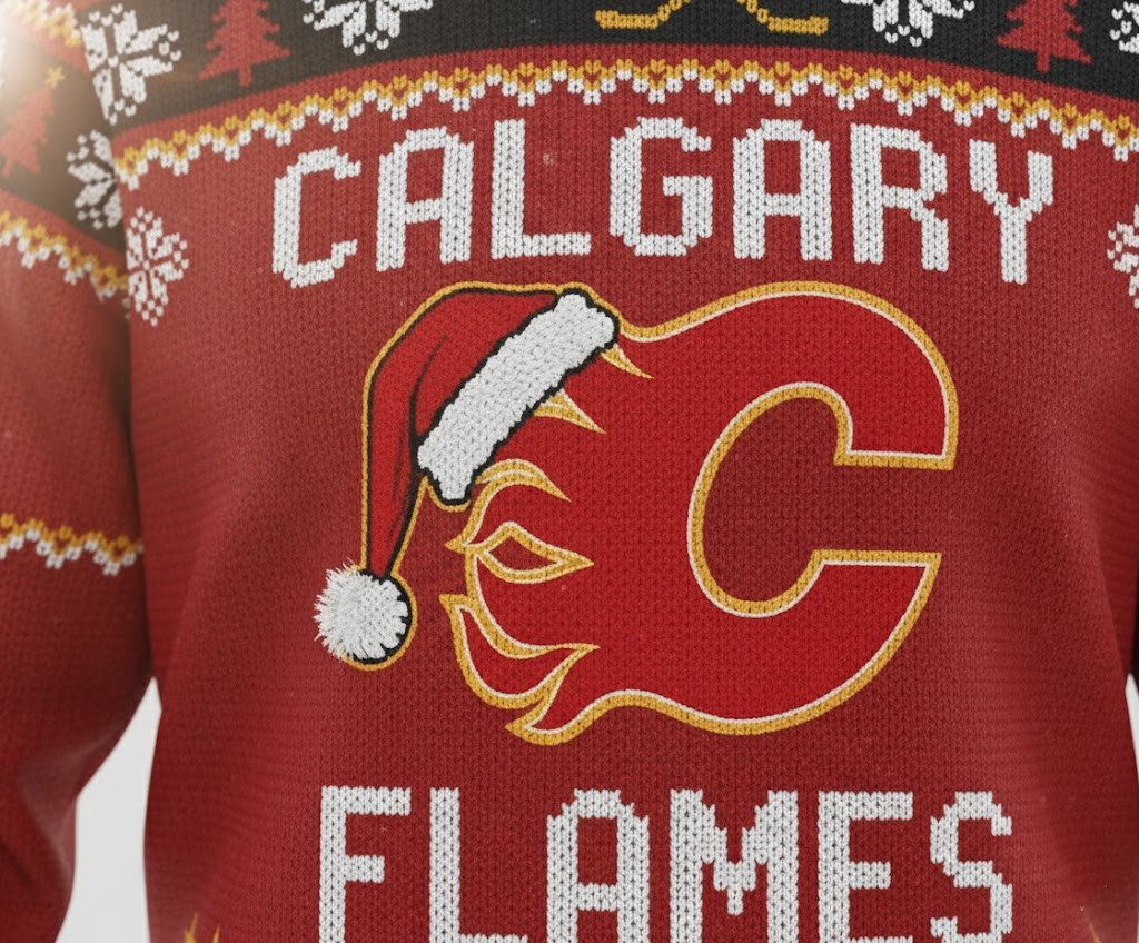 Calgary Flames NHL Ugly Christmas Sweater – Red & Gold “Flames” Holiday Knit