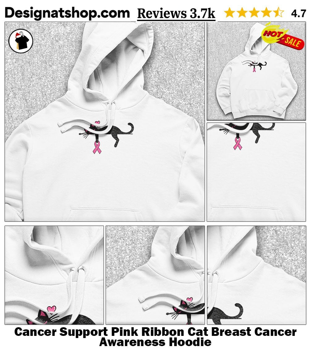 Cancer Support Pink Ribbon Cat Breast Cancer Awareness shirt