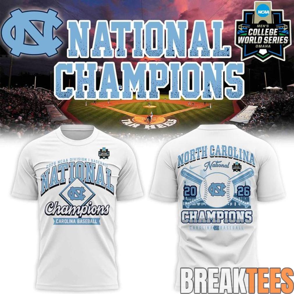 Carolina Baseball White 2026 NCAA Division I Baseball National Champions TShirt