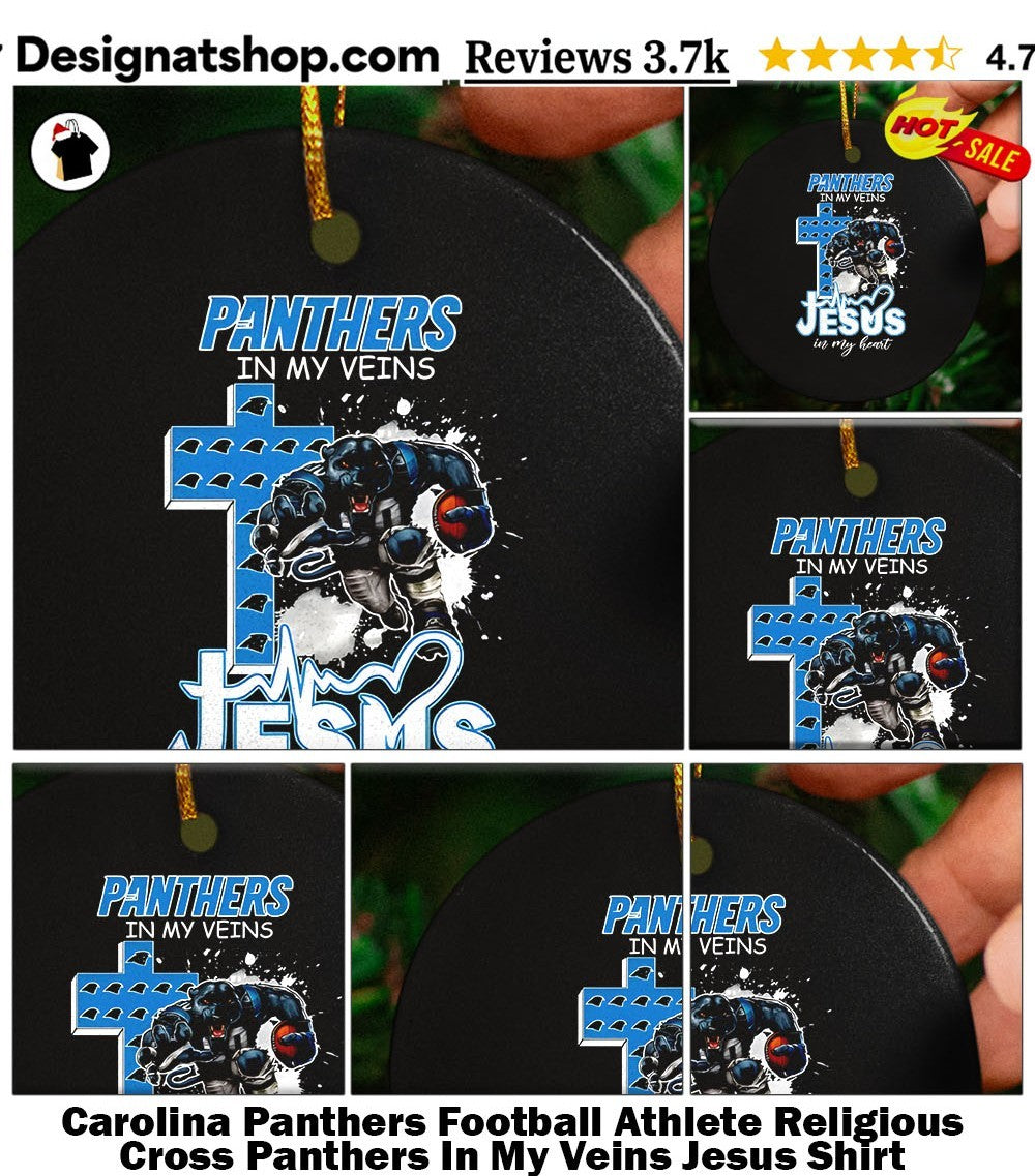 Carolina Panthers Football Athlete Religious Cross Panthers In My Veins Jesus Shirt