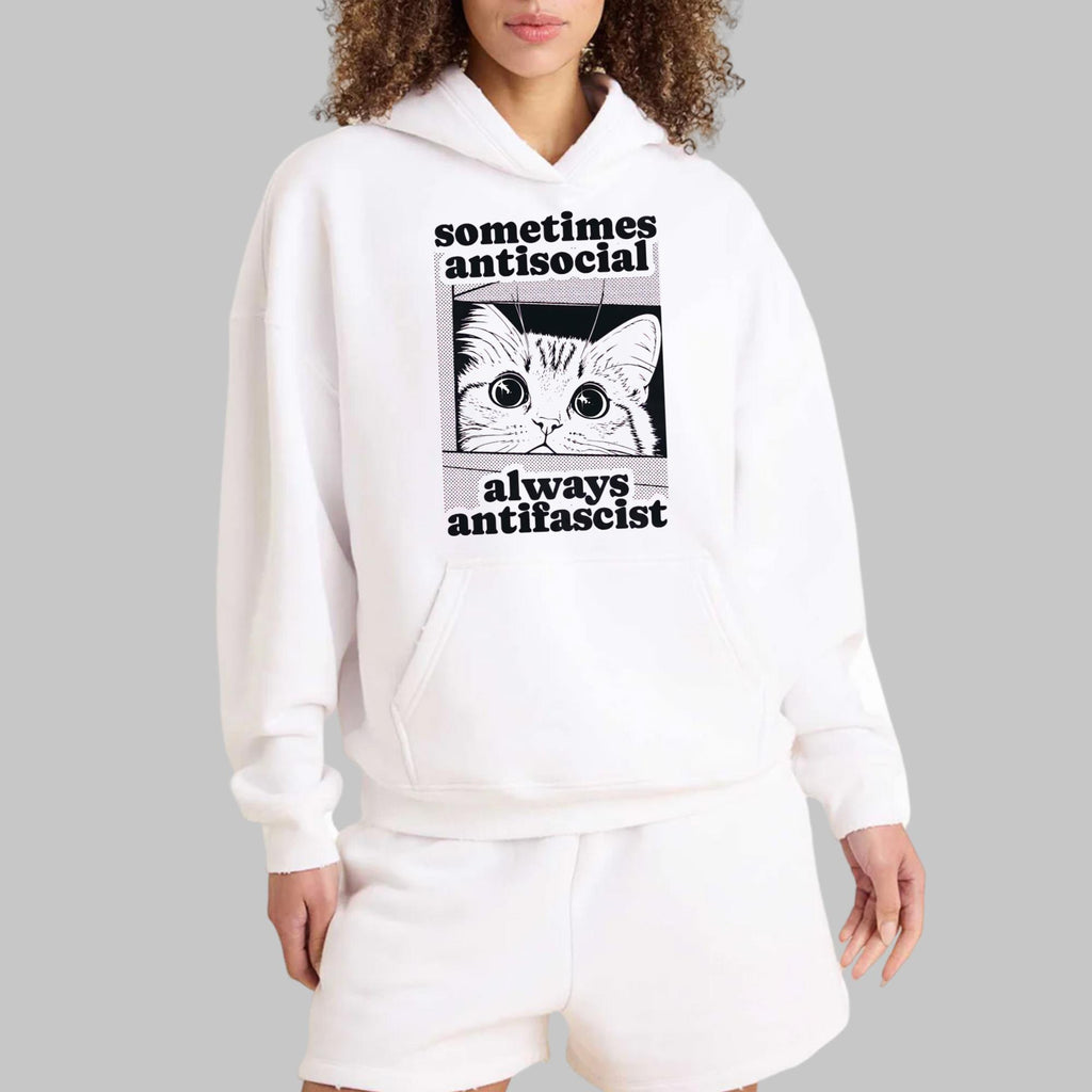 Cat Sometimes Antisocial Always Antifascist Shirt