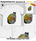 Cat holding a mango fruit shirt