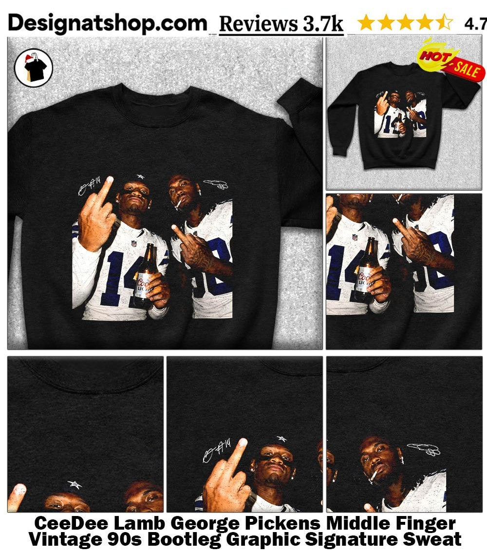 CeeDee Lamb George Pickens Middle Finger Vintage 90s Bootleg Graphic Signature shirt
