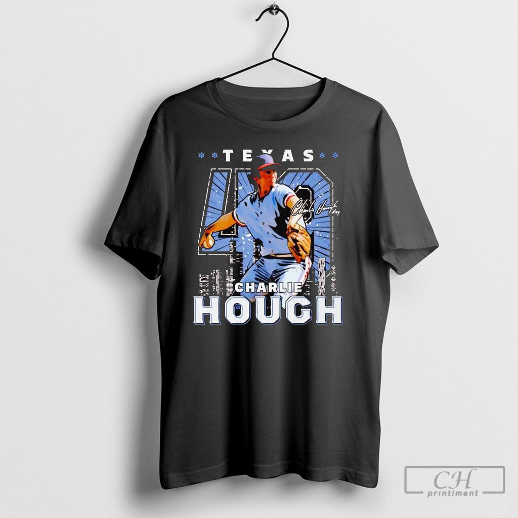 Charlie Hough Texas Skyline Throwing Signature Shirt Sweater