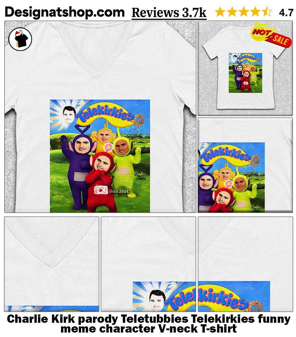 Charlie Kirk parody Teletubbies Telekirkies funny meme character shirt
