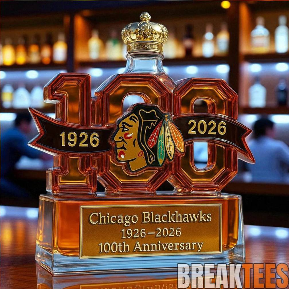 Chicago Blackhawks 100th Anniversary Whiskey Bottle