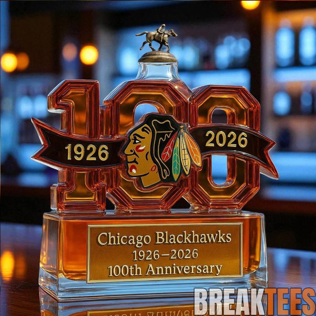 Chicago Blackhawks 100th Anniversary Whiskey Bottle