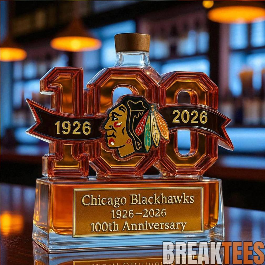 Chicago Blackhawks 100th Anniversary Whiskey Bottle