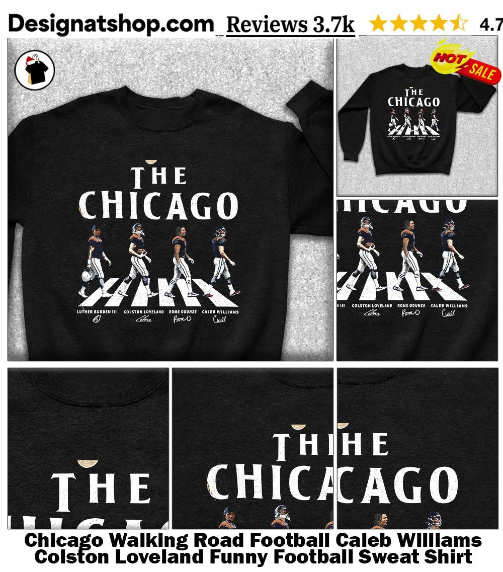 Chicago Walking Road Football Caleb Williams Colston Loveland Funny Football shirt