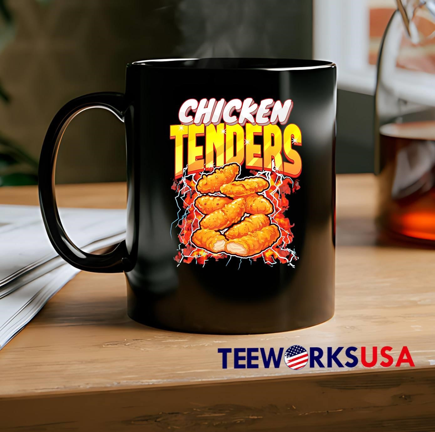 Chicken Tenders Food With Lightning And Fire Graphic shirt