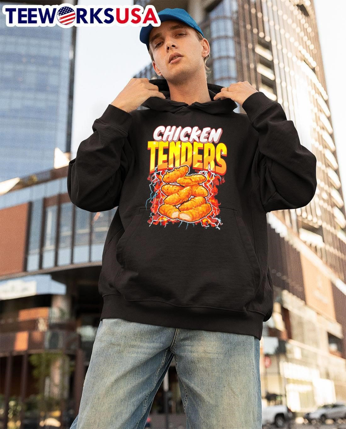 Chicken Tenders Food With Lightning And Fire Graphic shirt