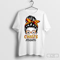 Chiefs Mom Winking Eye Messy Bun Leopard Print Football Posters White Shirt