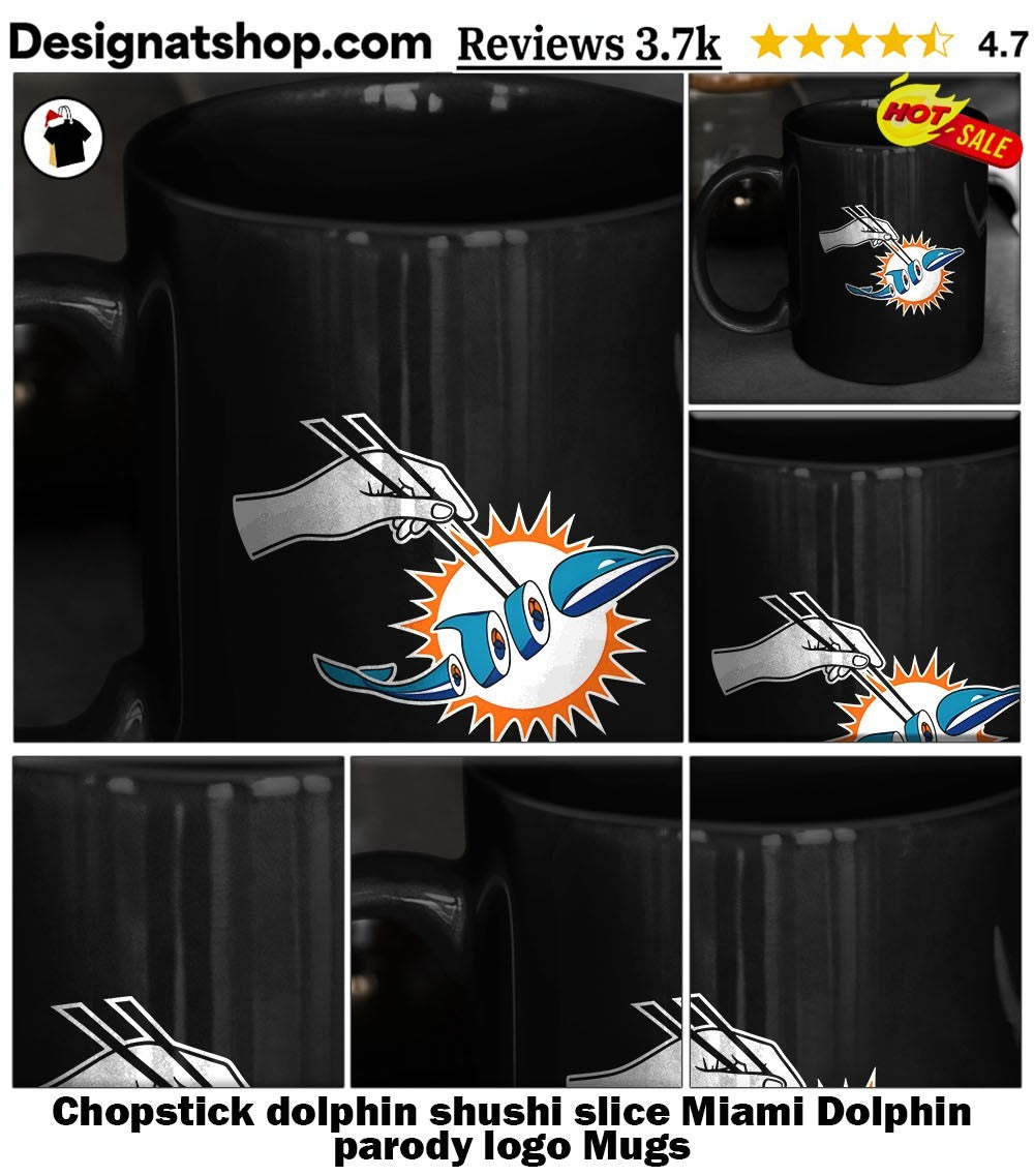 Chopstick dolphin shushi slice Miami Dolphin parody logo shirt