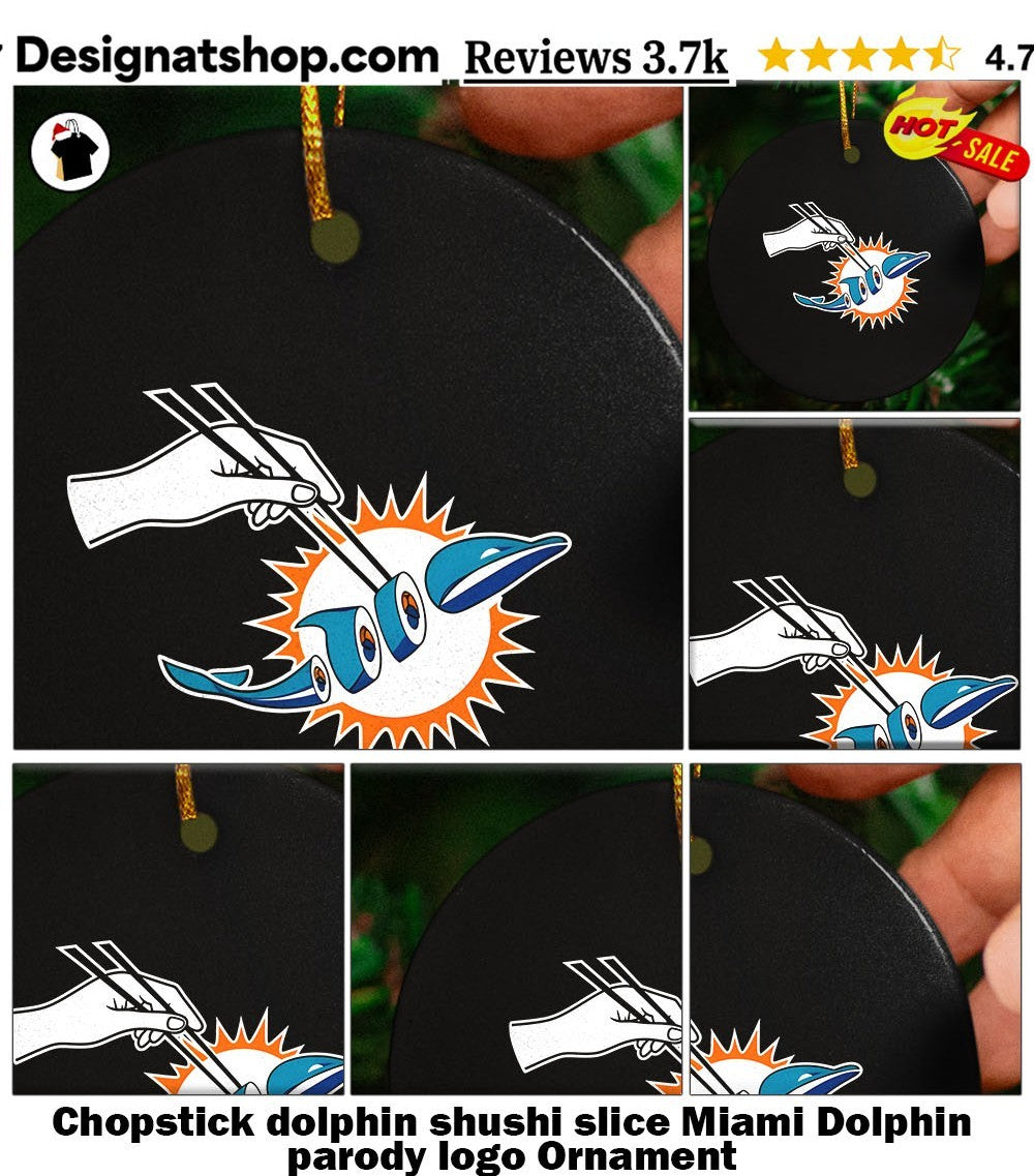 Chopstick dolphin shushi slice Miami Dolphin parody logo shirt