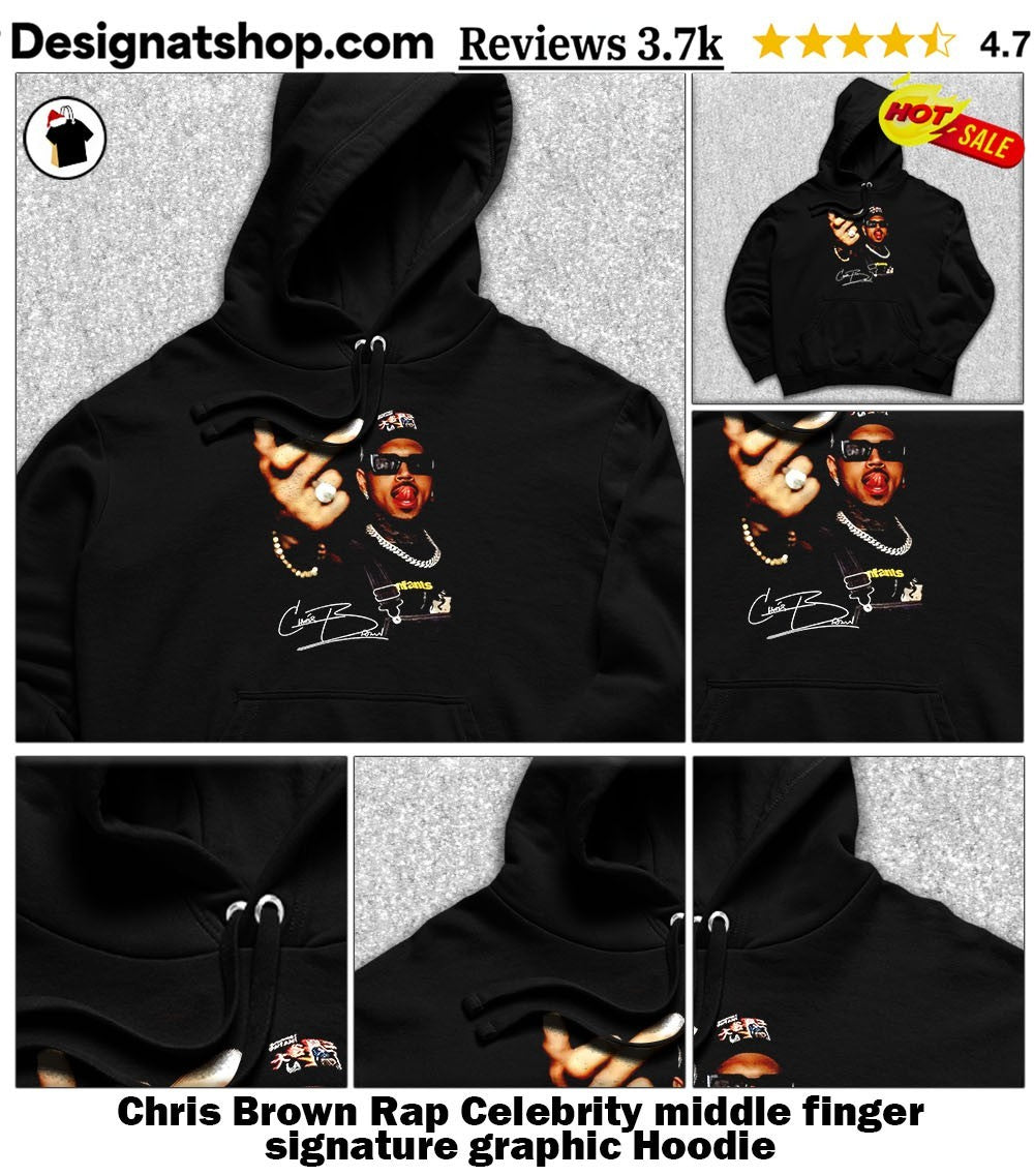 Chris Brown Rap Celebrity middle finger signature graphic shirt