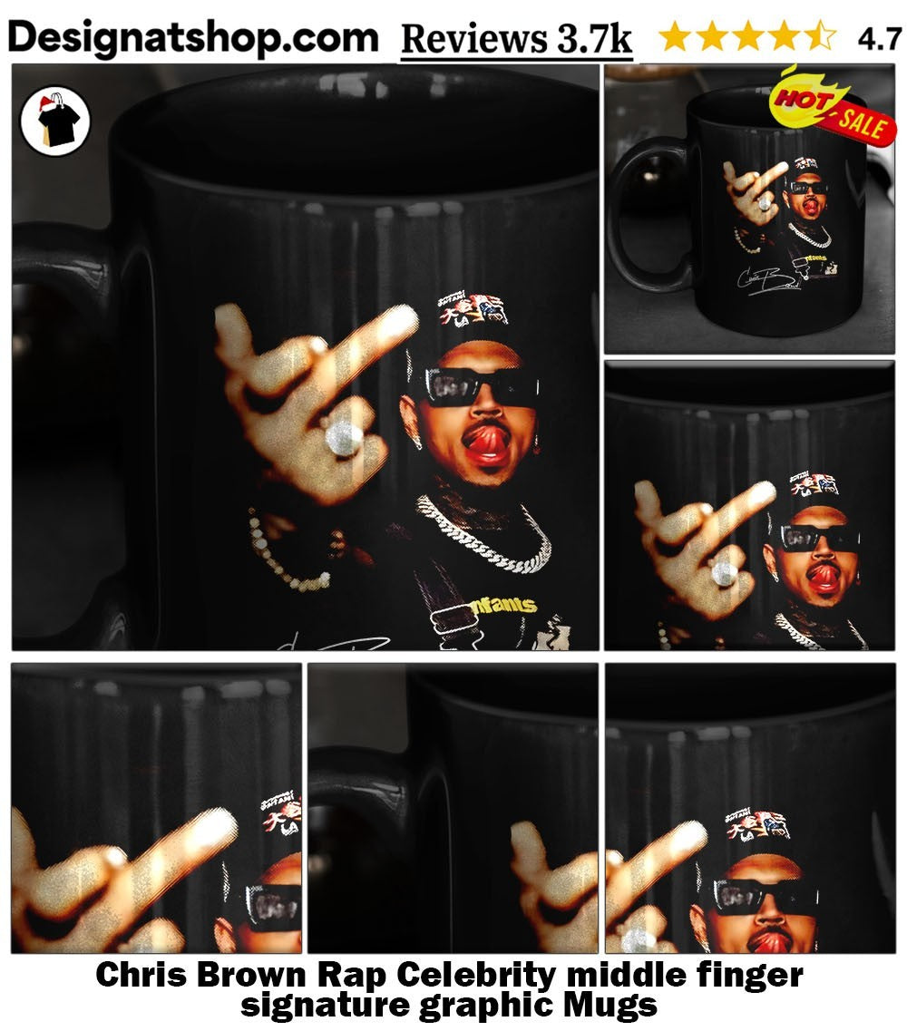 Chris Brown Rap Celebrity middle finger signature graphic shirt