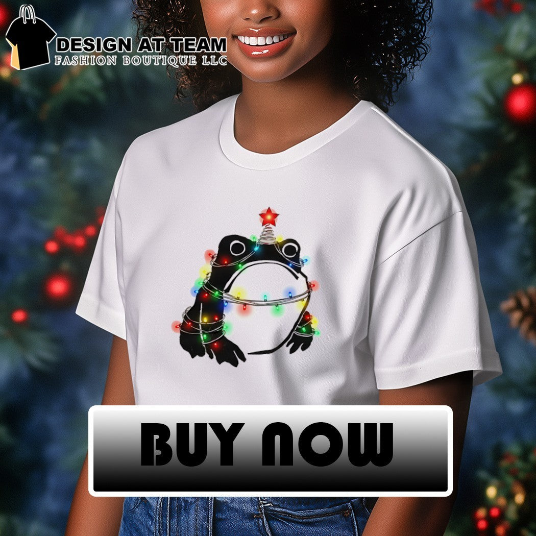 Christmas Toad With Lights Wrapping An Amphibian Festive Holiday Animal Shirt