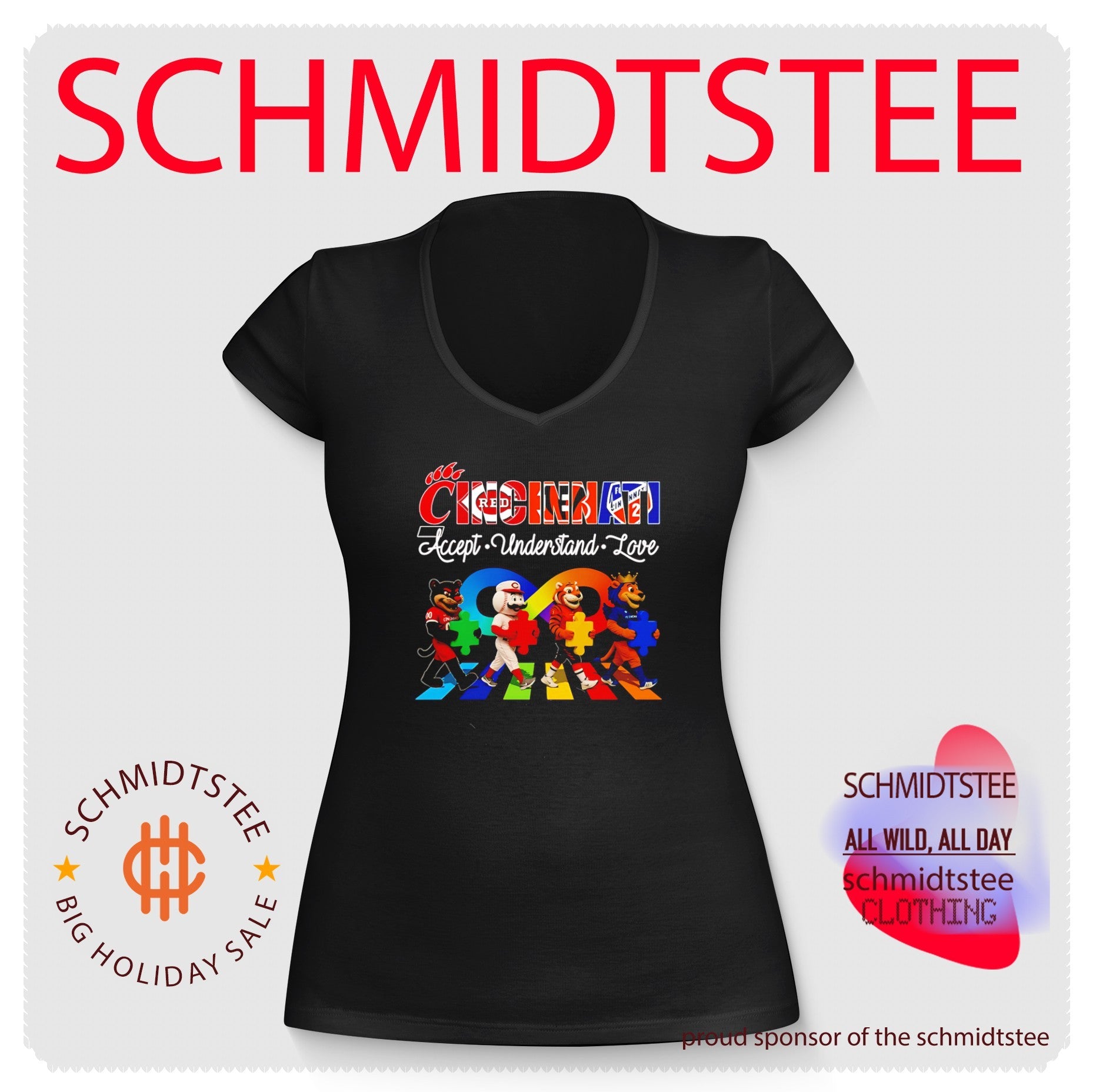 Cincinnati Accept Understand Love Mascot Autism Awareness shirt