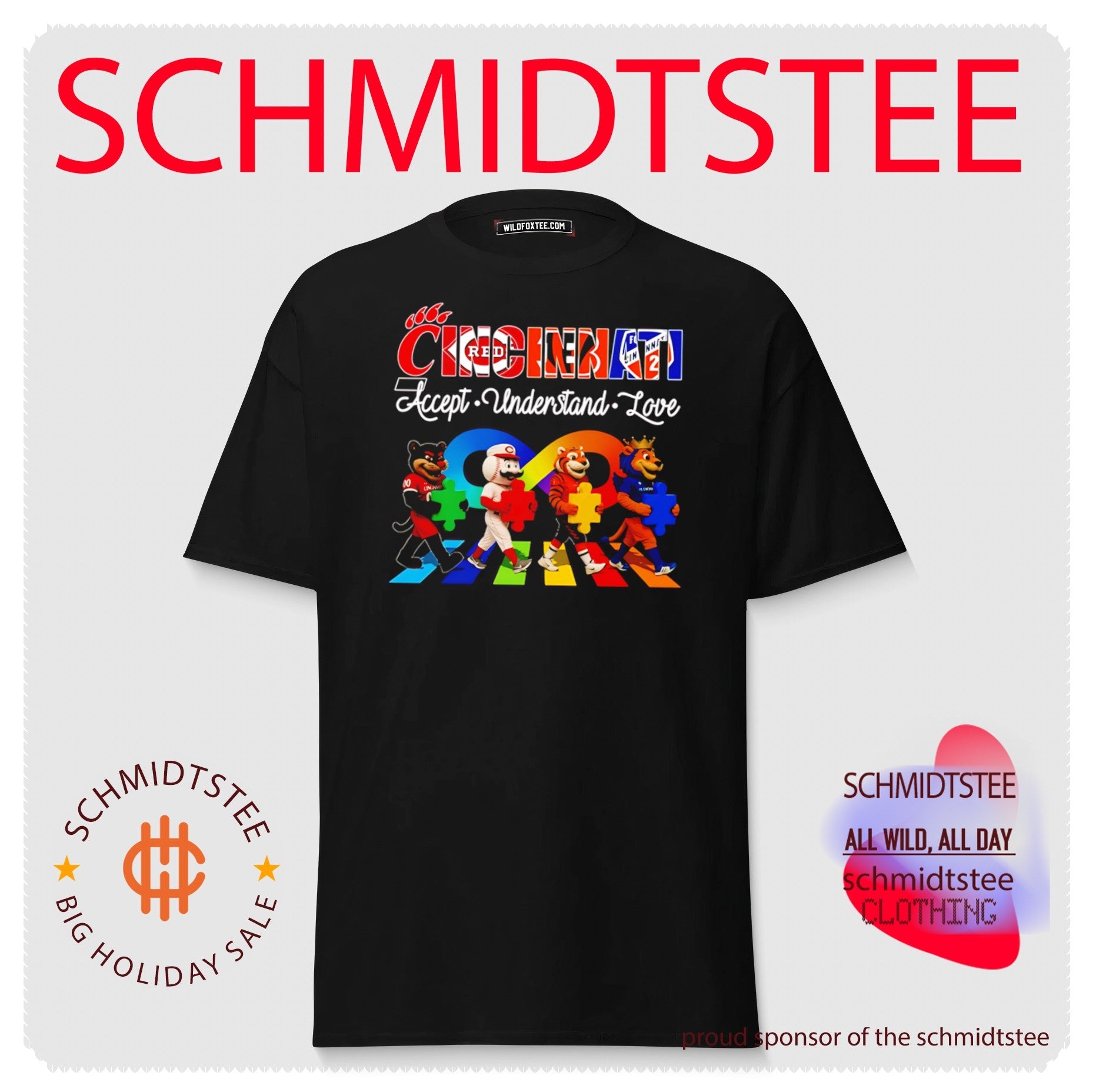 Cincinnati Accept Understand Love Mascot Autism Awareness shirt