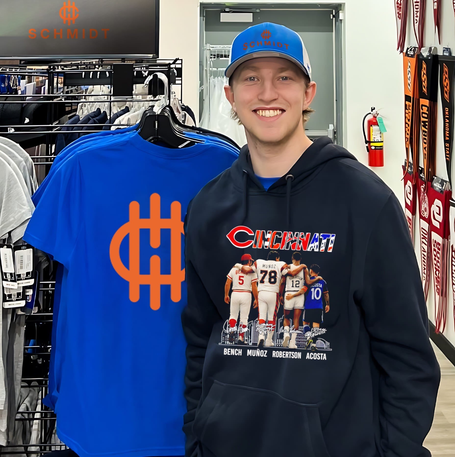 Cincinnati Legends Johnny Bench Anthony Muñoz Oscar Robertson and Luciano Acosta shirt