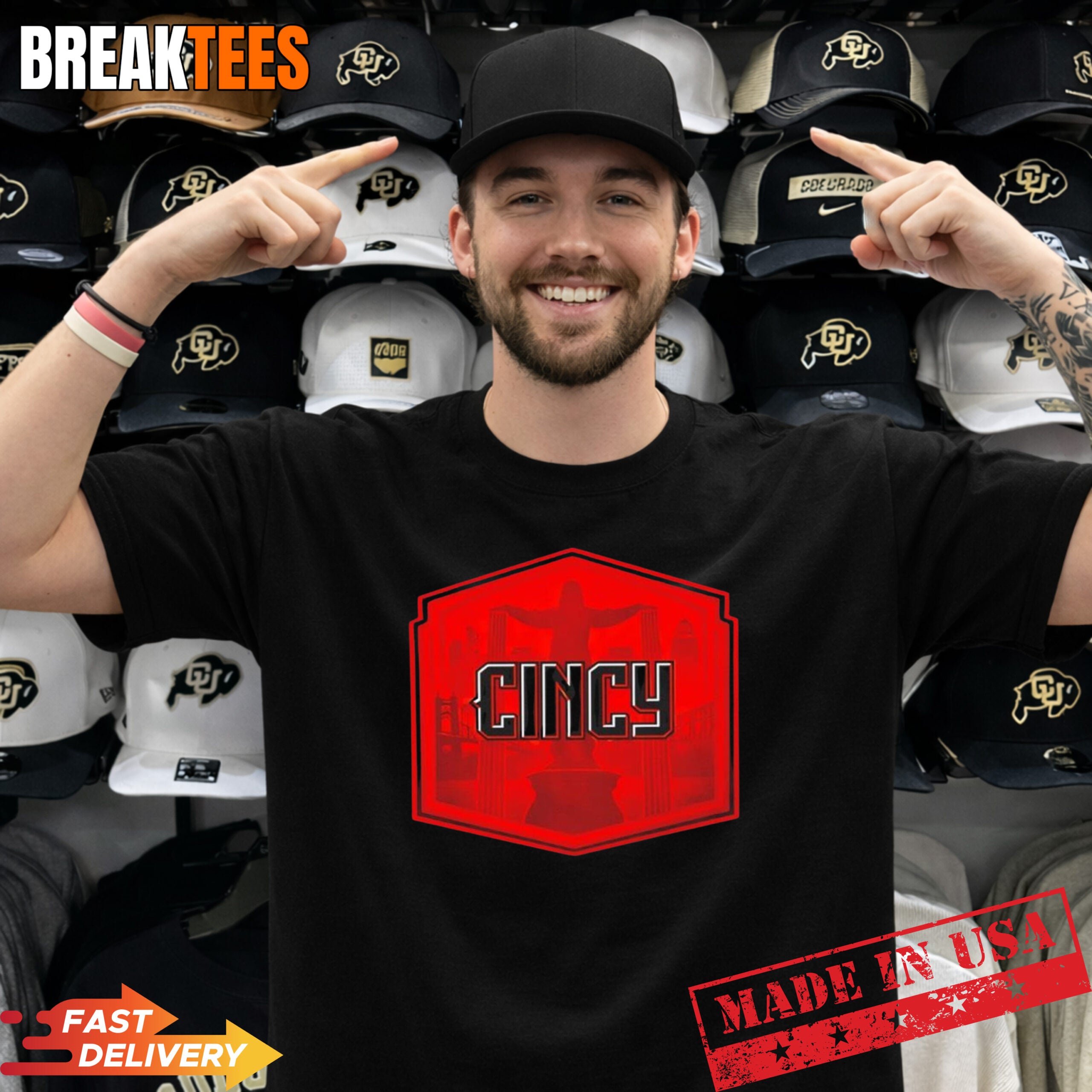 Cincinnati Reds MLB city connect Cityscape Badge t-shirt