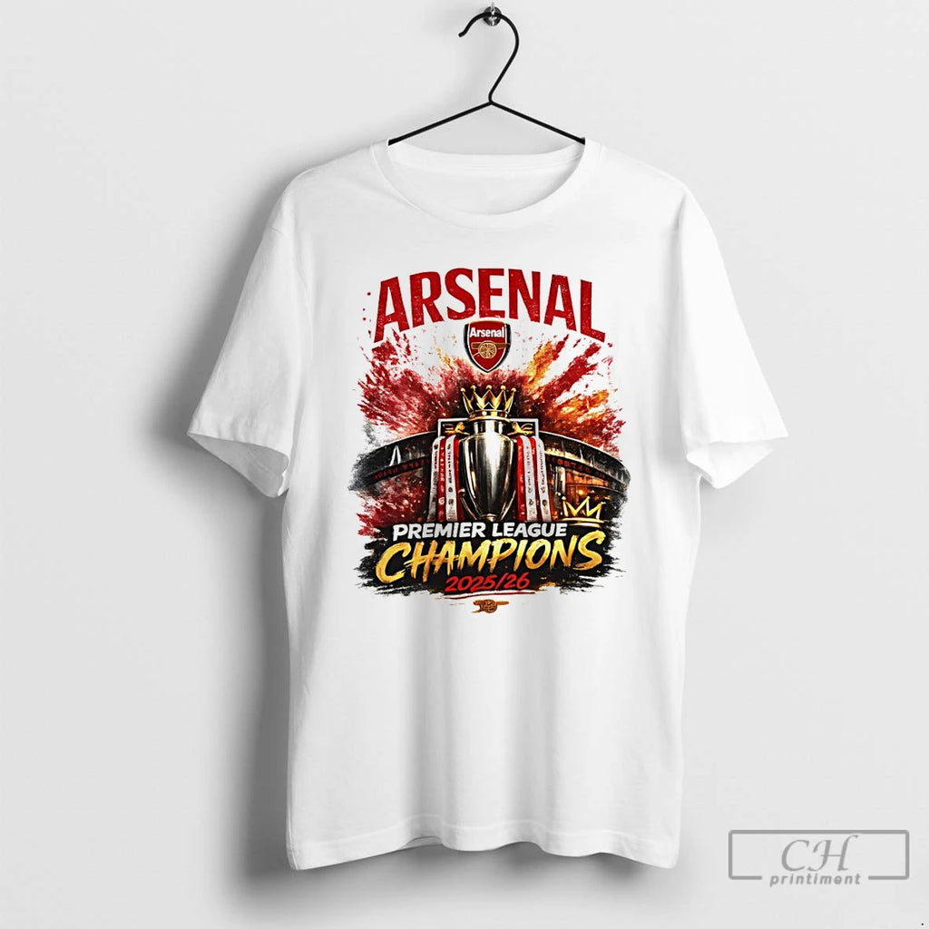 Classic Arsenal Premier League Champions 2025 26 Retro Football Graphic
