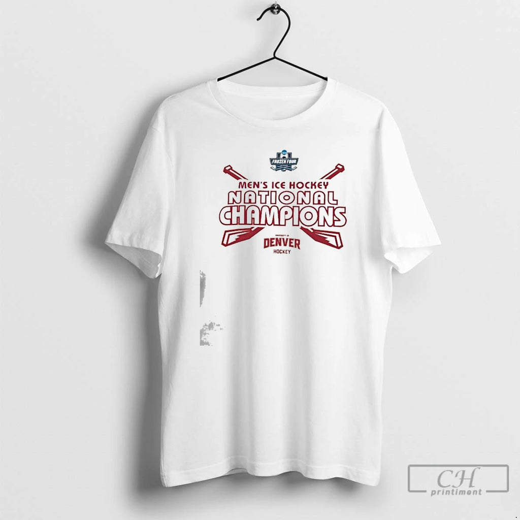 Classic Denver Pioneers Ncaa Frozen Four Mens Ice Hockey National Champions 2026 White T Shirts