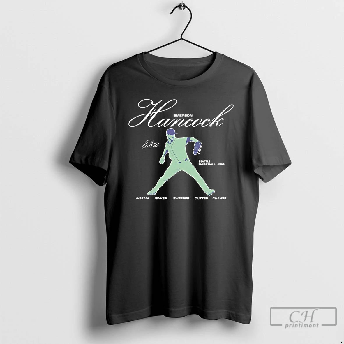 Classic Emerson Hancock 26 Seattle Baseball 4 Seam Sinke Sweeper Cutter Change Signature T Shirts