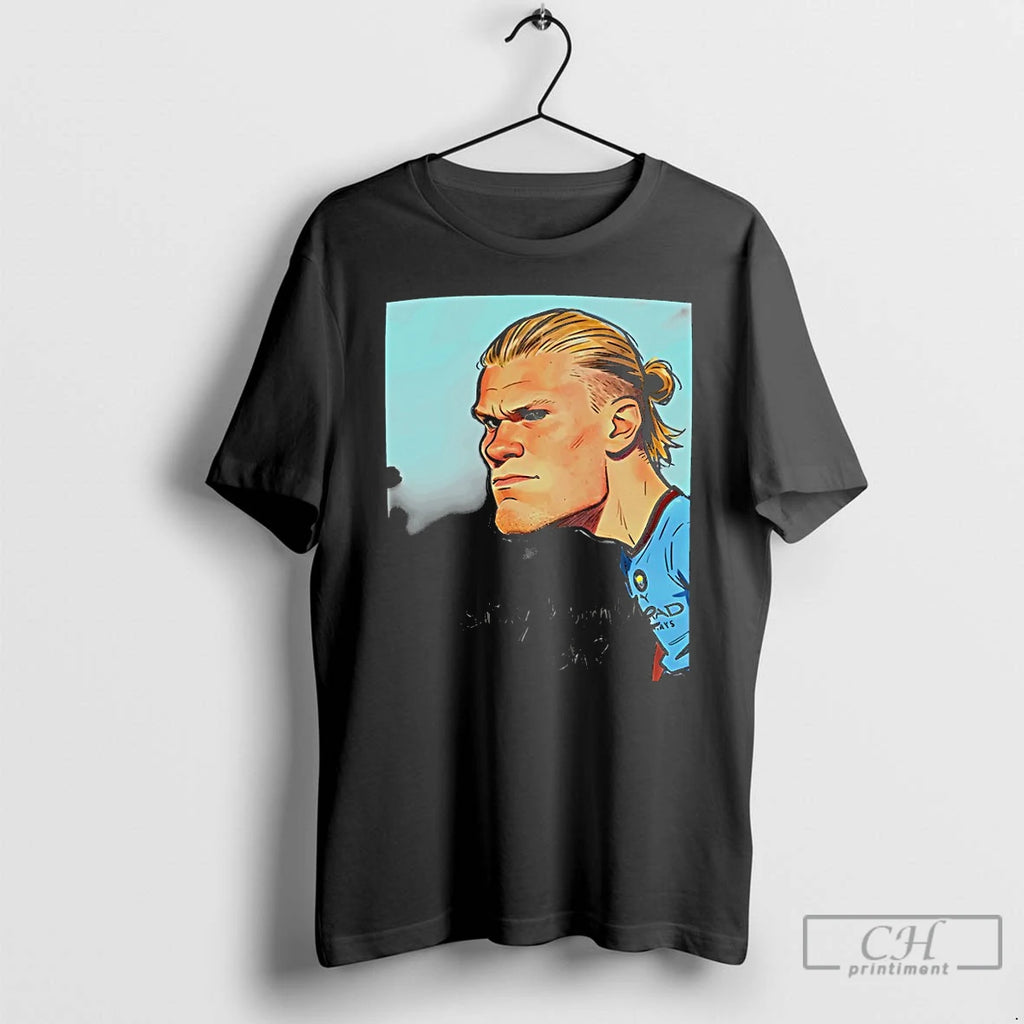 Classic Erling Haaland Cartoon Manchester City Football Stay Humble Eh
