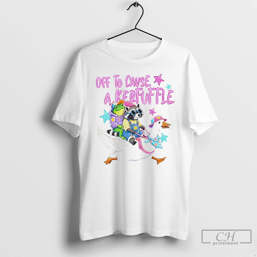 Classic Funny Animal Frog Raccoon Goose Off To Cause A Kerfuffle