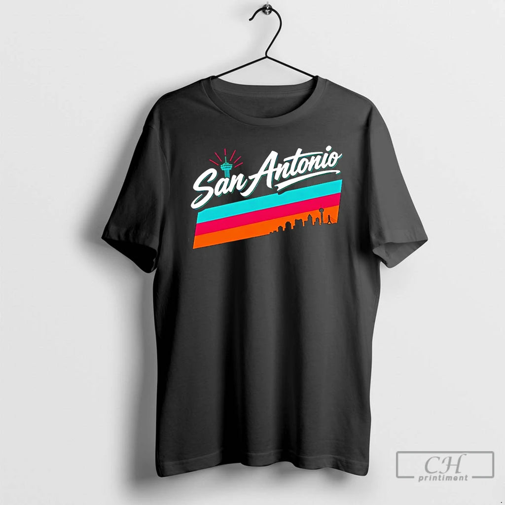 Classic Tower Of The Americas Skyline San Antonio Spurs Basketball Nba