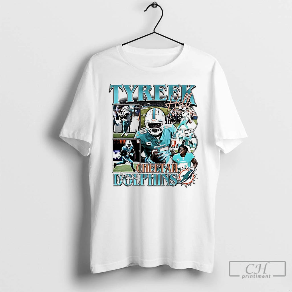 Classic Tyreek Hill Cheetah Miami Dolphins 90s Bootleg Graphic