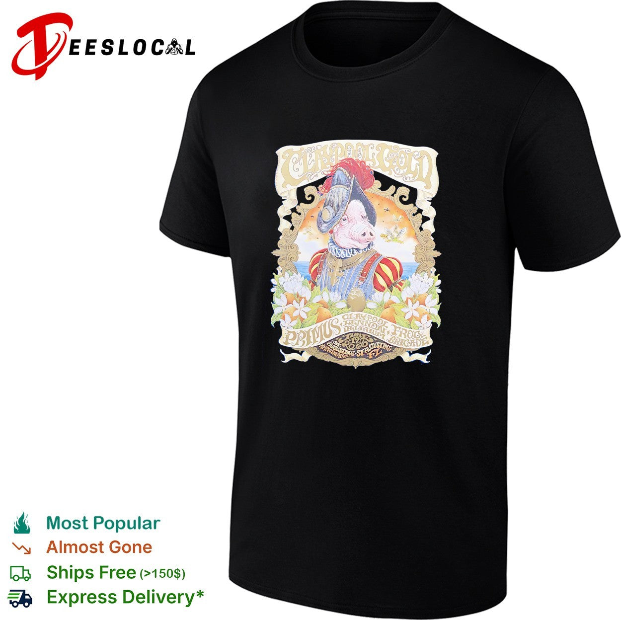 Claypool Gold Primus Claypool Lennon Delirium and Frog Brigade St Augustine Florida 2026 shirt