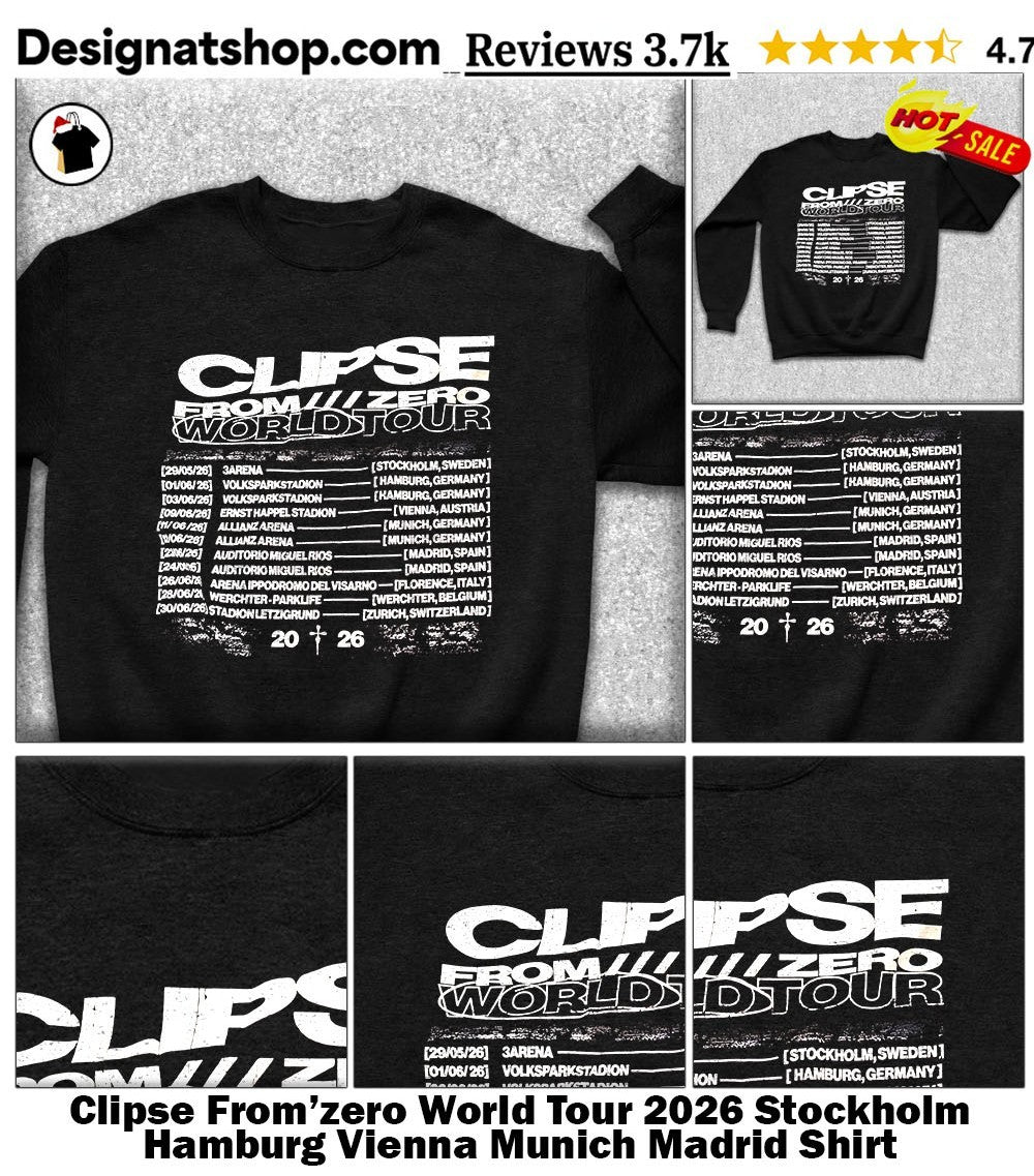 Clipse From’zero World Tour 2026 Stockholm Hamburg Vienna Munich Madrid Shirt