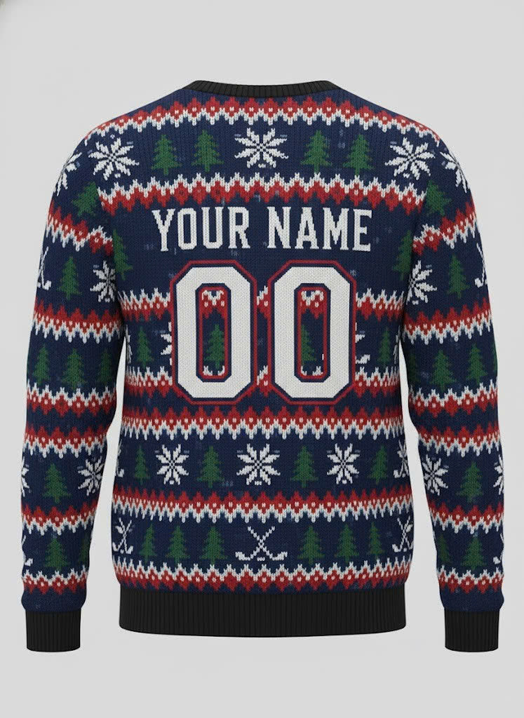 Columbus Blue Jackets NHL Ugly Christmas Sweater – Navy & Red “CBJ” Holiday Knit