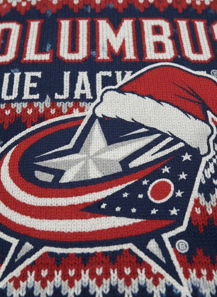 Columbus Blue Jackets NHL Ugly Christmas Sweater – Navy & Red “CBJ” Holiday Knit