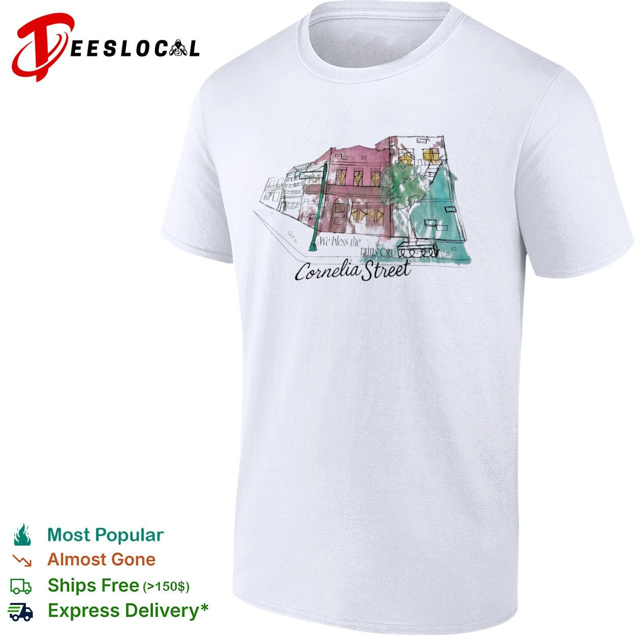 Cornelia Street we bless the rains on building sketch shirt