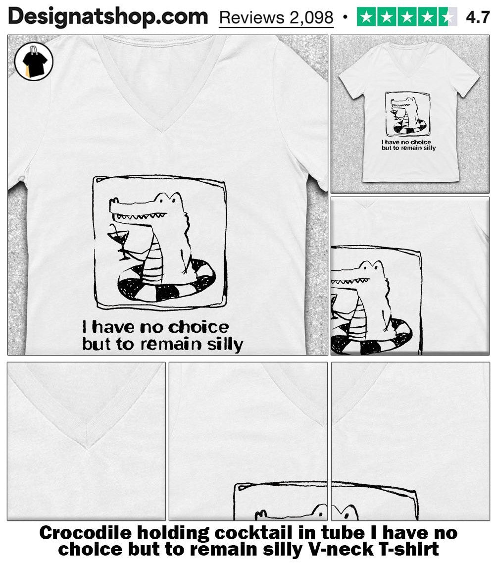 Crocodile holding cocktail in tube I have no choice but to remain silly shirt